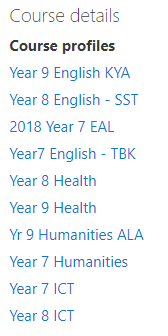 List of courses